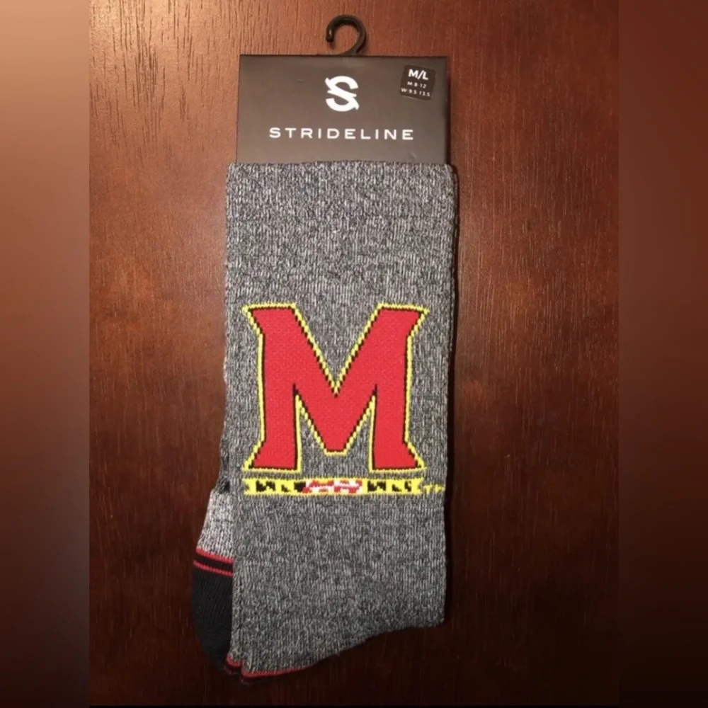 UNIVERSITY OF MARYLAND STRIDELINE CREW SOCKS NWT MEN’S SHOE SIZE 8-12